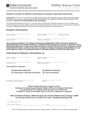 Depaul University Ferpa Waiver Form