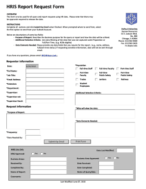 Data Report Request Form Template