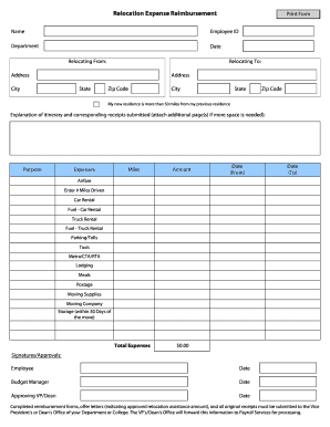 Relocation Expense Reimbursement Form Financial Affairs Financialaffairs Depaul