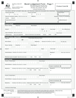 Bond Lodgement Form