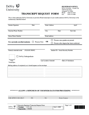 Devry Transcripts Form - Fill Out and Sign Printable PDF Template | signNow