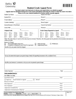 Devry Student Grade Appeal Form