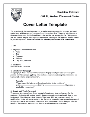 Cover Letter Template Dominican University Domin Dom  Form