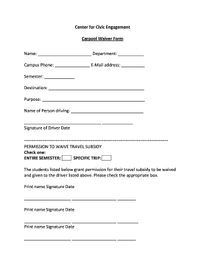 Carpool Waiver Form