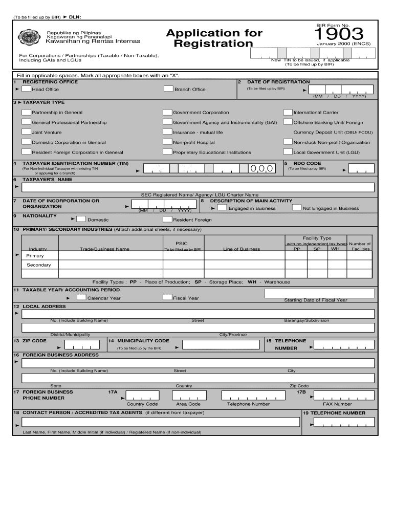  Bir Form 1903 2000