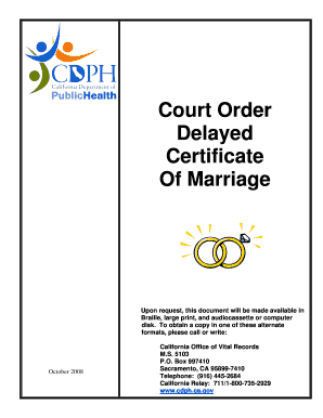 Delayed Marriage Certificate  Form