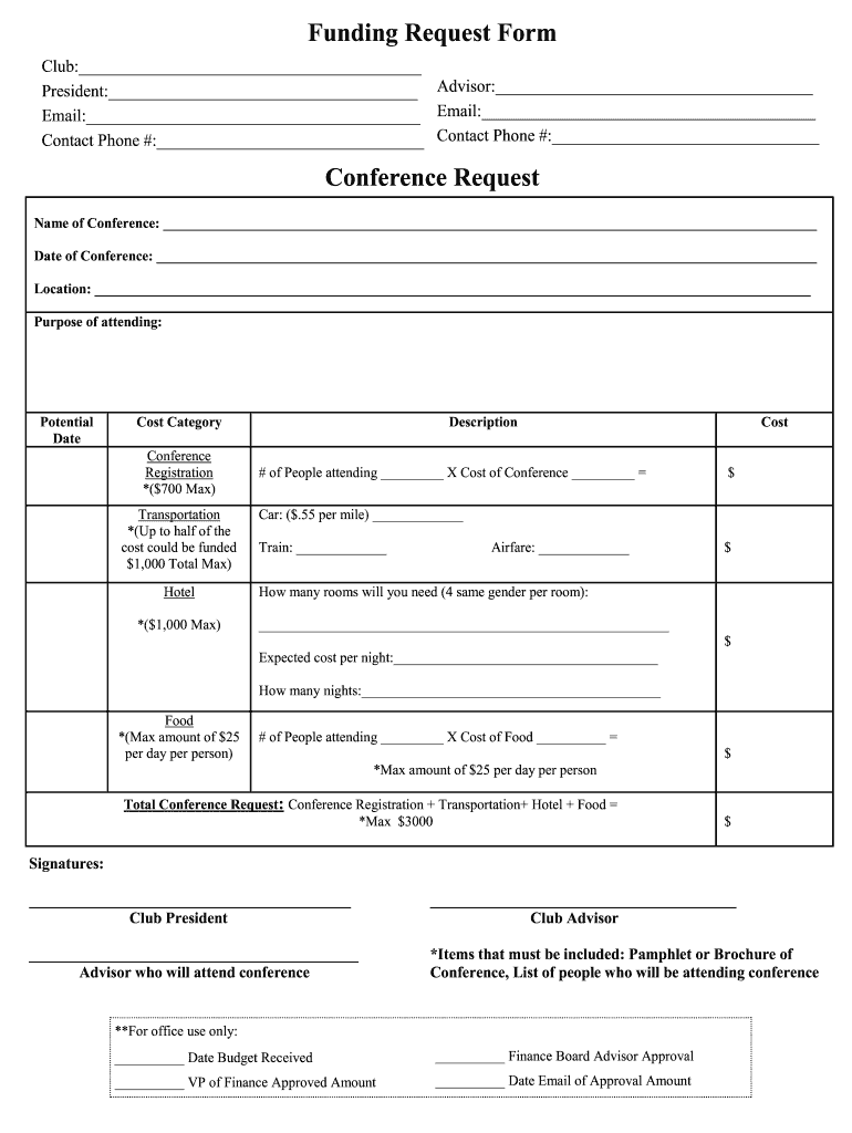 Funding Request Template  Form