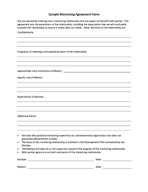 Mentor Agreement Form Sample