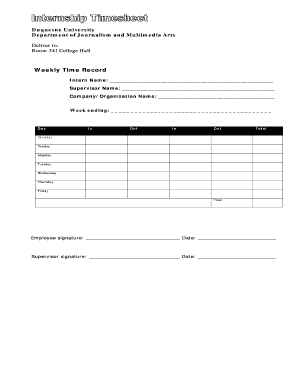 Internship Timesheet  Form