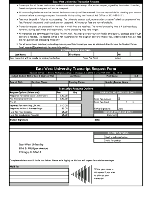 East West University Transcript Request  Form