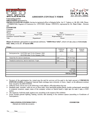 ADHESION CONTRACT FORM Eros Show