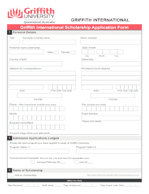 Griffith University Application Form PDF