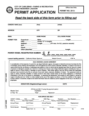 Carlsbad Lagoon Permit  Form