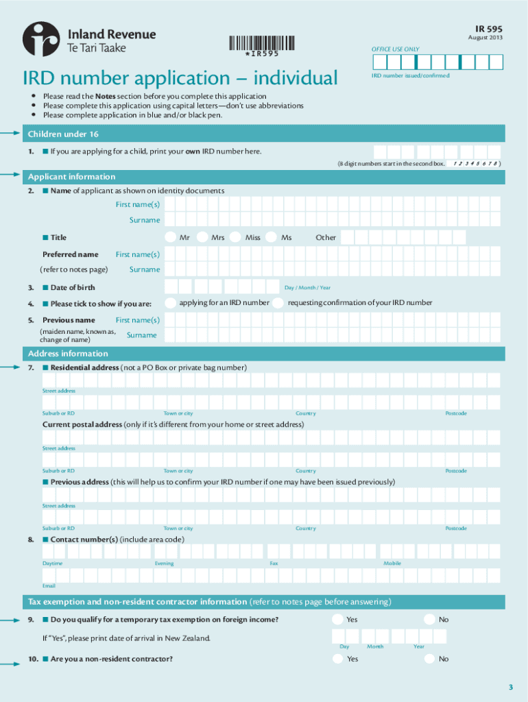 Ird Application Form Nz