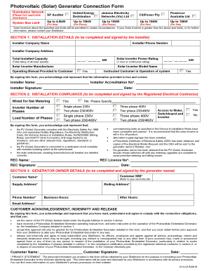 Photovoltaic Solar Generator Connection Form PDF