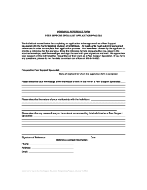 Personal Reference Form