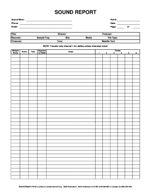 SOUND REPORT  Form