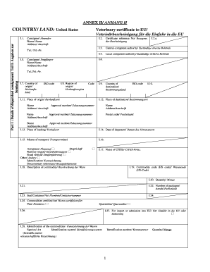 Veterinary Certificate to EU Aphis Aphis Usda  Form