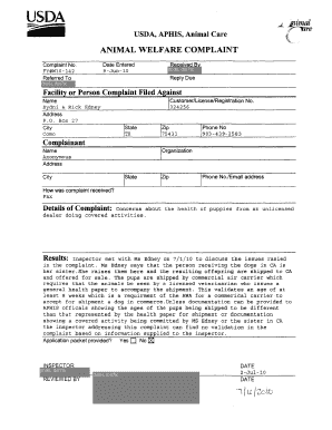 Animal Complaint Form