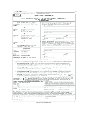 Be 12 Benchmark Survey to the Bureau of Economic Analysis Form