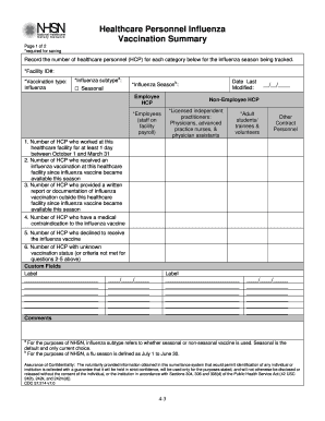 57 214 Healthcare Personnel Influenza Vaccination Summary Form Cdc