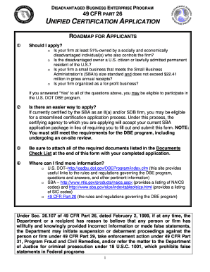 Dbe Certification Application  Form