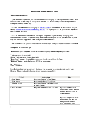 Dd Form 2866 Instructions