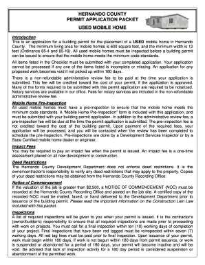 Hernando County Mobile Home Permit  Form