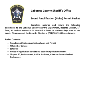 Sound Amplification Application Packet Cabarrus County Cabarruscounty  Form