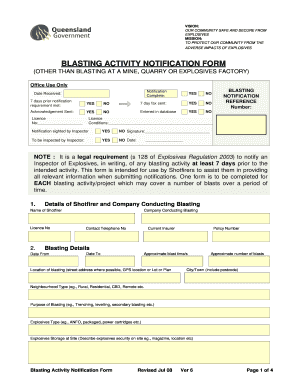 Blasting Activity Notification Form
