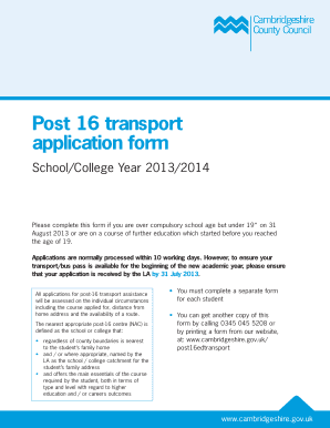 Cambridgeshiregovukpost16edtransport Form