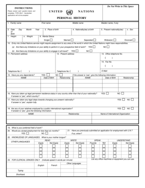 Personal History Profile Example  Form