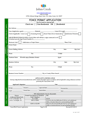 Johns Creek Fence Permit  Form