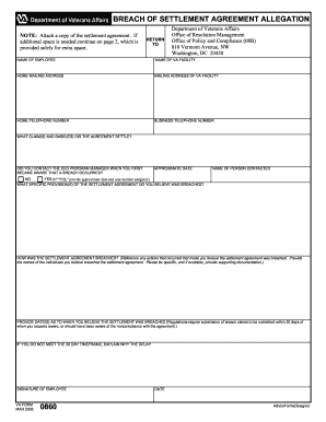 VA Form 0860 Va