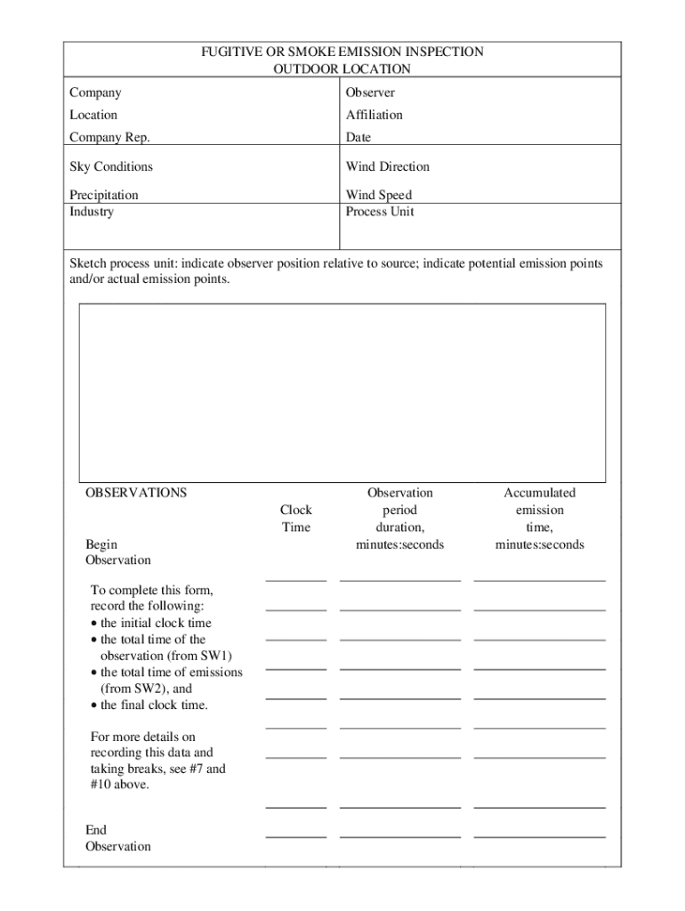 Epa Method 22  Form