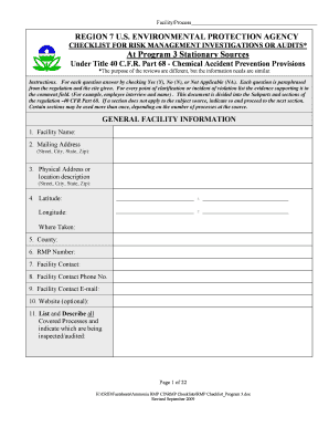  Program 3 Checklist for Risk Management Investigations and Audits Form 2009