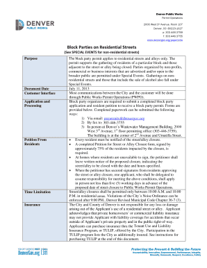 How Much is a Block Party Permit in Denver Form