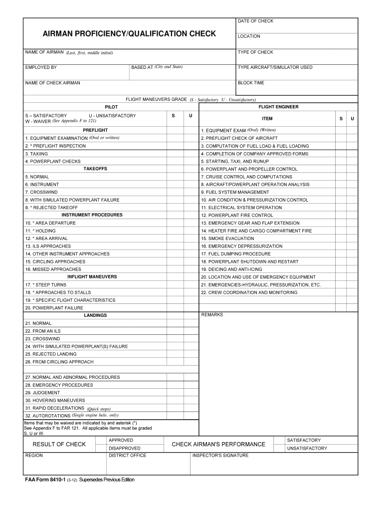  Faa Form 8410 1 2012-2024