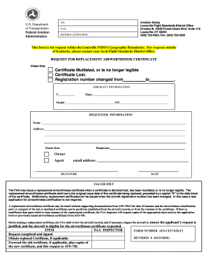  LOU FSDO Request for Replacement Airworthiness Certificate 2018-2024