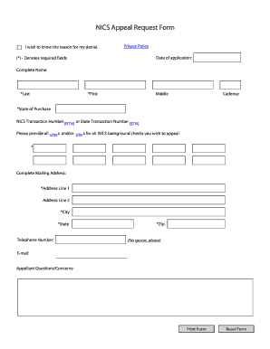 Nics Appeals  Form