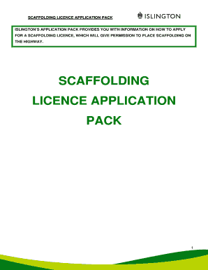 Islington Scaffold Licence  Form
