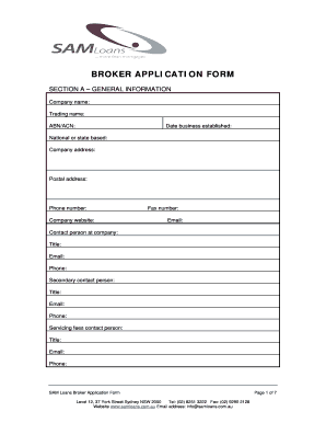 Loans Broker Application Form