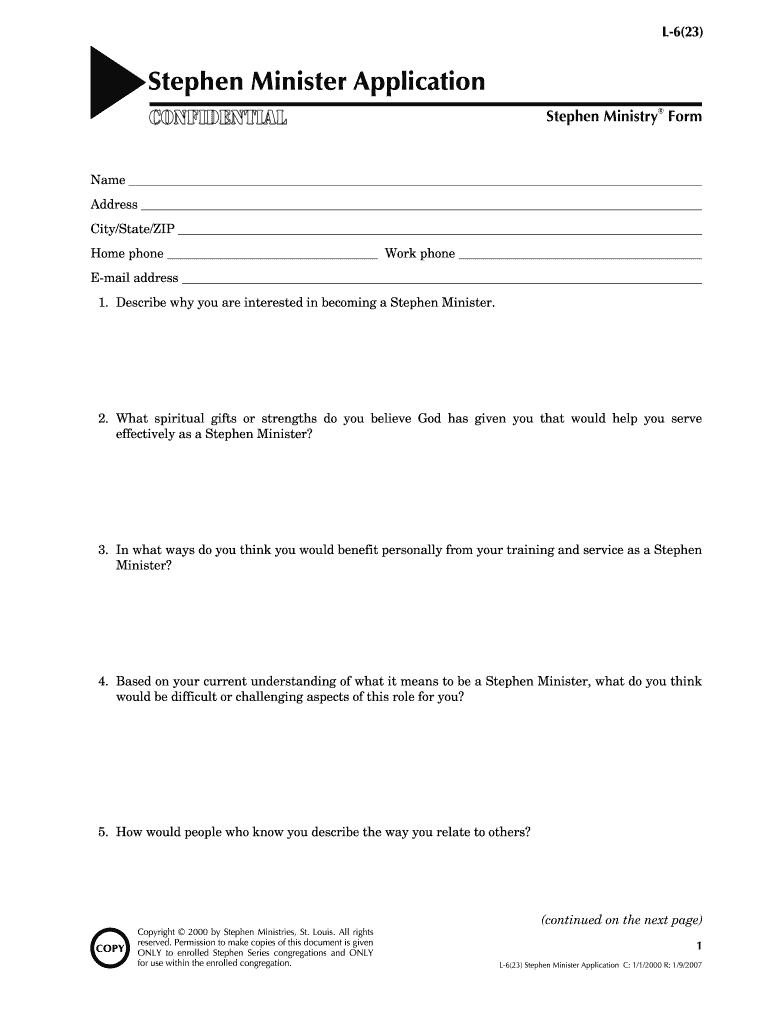 Minister Application  Form