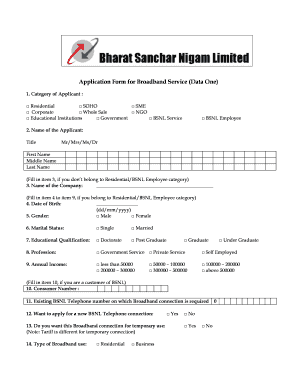 How to Fill Bsnl Broadband Application Form