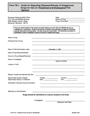 Form TE 1 Guide for Reporting ShipmentReceipt U S Fish and Fws