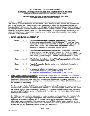 Sonoma County Disclosures and Disclaimers Advisory  Form