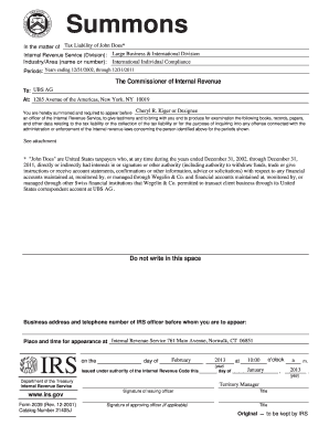 Printable Form 2039 Summons