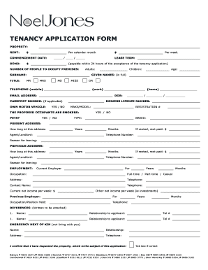 Noel Jones Tenants Form