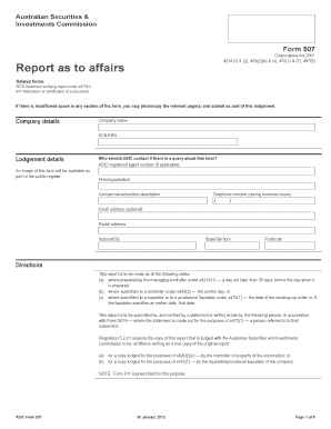Report as to Affairs Asic Form