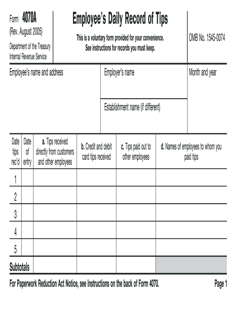  Form 4070a 2005-2024